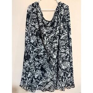 Craft & Barrel Black White Floral Print Maxi Skirt Women's Size 2X Flowy Boho